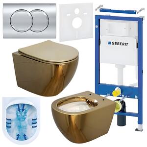 BPS-koupelny Podomítkový modul Geberit DuoFix s WC mísou MU-GL-WH-RIM-03 + ovládací tlačítko Delta 01 chrom
