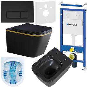 BPS-koupelny Podomítkový modul Geberit DuoFix s WC mísou RN-MTB-GL-RIM-03 + ovládací tlačítko Delta 50 černá mat