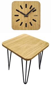 KUBRi 0602 - 40 cm dubový stolek a nástěnné hodiny vyrobené v česku
