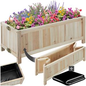 Tectake Vyvýšený záhon Blomster, skládací, 30l, vč. fólie, 70x30x25cm - hnědá