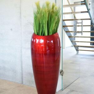 Vivanno květináč DELUXE, sklolaminát, výška 100 cm, červeno-černý lesk