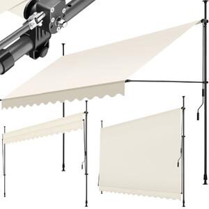 Tectake Upínací markýza s ruční klikou, výškově nastavitelná - 350 x 180 cm, béžová