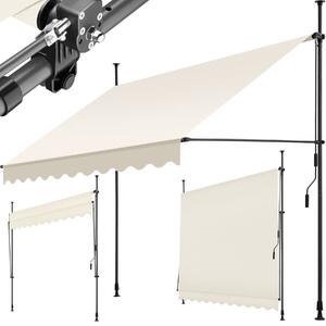 Tectake Upínací markýza s ruční klikou, výškově nastavitelná - 250 x 180 cm, béžová
