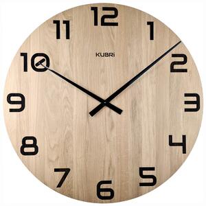 KUBRi 0191 - Obrovské hodiny z přírodního dubu s vynikající čitelností o průměru 80 cm