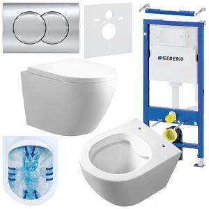 BPS-koupelny Podomítkový modul Geberit DuoFix s WC mísou MU-WH-RIM-02 + ovládací tlačítko Delta 01 chrom