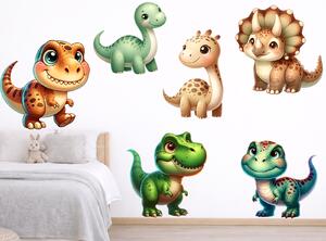 Dinosauříci textilní přelepitelné samolepky na zeď arch 77 x 60 cm