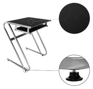 PC stůl s výsuvem JOFRY, černá, stříbrná