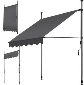 Tectake Upínací markýza s ruční klikou, výškově nastavitelná - 150 x 180 cm, černá/šedá