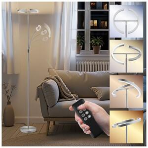 Tectake Stojací lampa Auralis LED 20W, čtecí světlo, stmívatelná - Matný nikl
