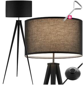 Tectake Stojací lampa Lunaris, textilní stínidlo, trojnožka - černá