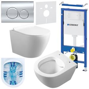 BPS-koupelny Podomítkový modul Geberit DuoFix s WC mísou MU-WH-RIM-01 + ovládací tlačítko Delta 20 chrom