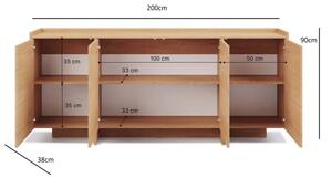 Komoda KEMI 200x90x38 dub cremona