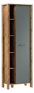 Knihovna MENTA 66x200x37 cm dub wotan/zelená