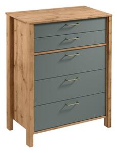 Komoda MENTA 90x108x47 cm dub wotan/zelená