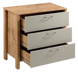 Komoda MENTA 90x81x47 cm dub wotan/šedá
