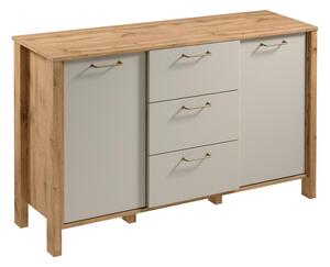Komoda MENTA 138x81x40 cm dub wotan/šedá