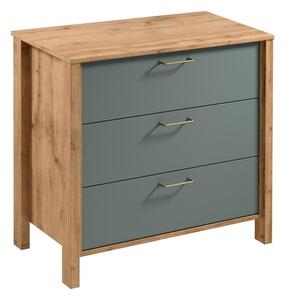 Komoda MENTA 90x81x47 cm dub wotan/zelená