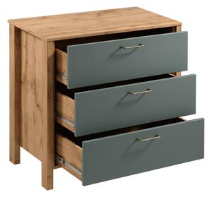 Komoda MENTA 90x81x47 cm dub wotan/zelená