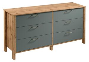 Komoda MENTA 170x81x47 cm dub wotan/zelená