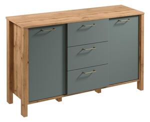 Komoda MENTA 138x81x40 cm dub wotan/zelená
