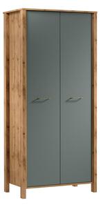 Komoda MENTA 90x200x53 cm dub wotan/zelená