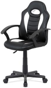 Kancelářská židle, bílá-černá ekokůže, výšk. nast., kříž plast černý KA-V107 WT