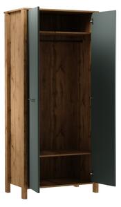 Komoda MENTA 90x200x53 cm dub wotan/zelená