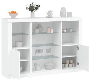 Příborníky s LED osvětlením 3 ks bílé kompozitní dřevo 3209128