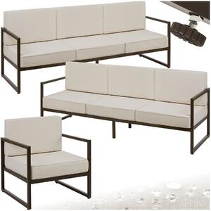 Tectake Zahradní lounge set Comosa pro 7 osob, XXL-polstrování - hnědá/béžová