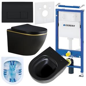 BPS-koupelny Podomítkový modul Geberit DuoFix s WC mísou PK-MTB-GL-RIM-03 + ovládací tlačítko Delta 50 černá lesk
