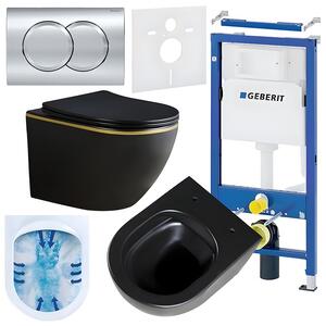 BPS-koupelny Podomítkový modul Geberit DuoFix s WC mísou PK-MTB-GL-RIM-03 + ovládací tlačítko Delta 01 chrom