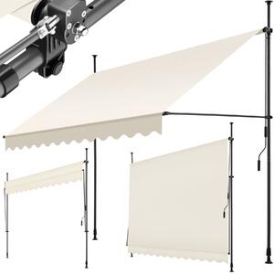 Tectake Upínací markýza s ruční klikou, výškově nastavitelná - 300 x 180 cm, béžová