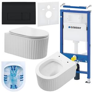 BPS-koupelny Podomítkový modul Geberit DuoFix s WC mísou LA-WH-RIM-03 + ovládací tlačítko Delta 50 černá lesk
