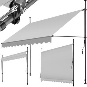 Tectake Upínací markýza s ruční klikou, výškově nastavitelná - 300 x 180 cm, světle šedá