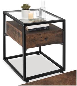 Tectake Noční stolek Preston 43x45x54,5cm - Industriální dřevo tmavé, rustikální