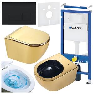 BPS-koupelny Podomítkový modul Geberit DuoFix s WC mísou MU-GL-BL-TR-03 + ovládací tlačítko Delta 50 černá lesk