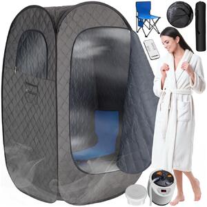 Tectake Mobilní parní sauna ThermaLuxe I, 1000 W, 15 úrovní teploty - tmavě šedá-černá