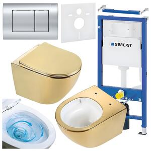 BPS-koupelny Podomítkový modul Geberit DuoFix s WC mísou FW-GL-WH-TR-03 + ovládací tlačítko Delta 30 chrom