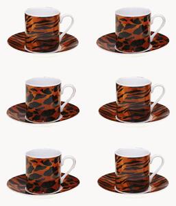 Sada porcelánových šálků na espresso's podšálky Safari, 6 dílů