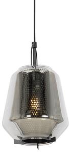 Art Deco závěsná lampa černá s kouřovým sklem 23 cm - Kevin