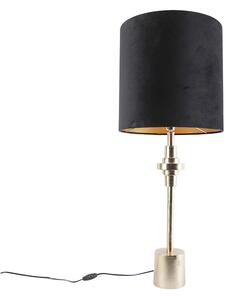 Art Deco stolní lampa zlatý sametový odstín černý 40 cm - Diverso