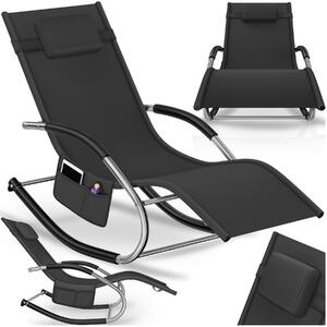 Tectake Zahradní lehátko Taya, ergonomické, houpací funkce - černá, za kus
