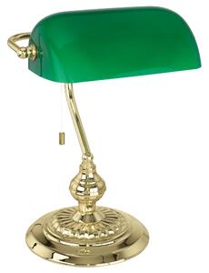 Eglo 90967 Banker - Bankéřská stolní lampa s tahovým vypínačem, zelené stínidlo, 1 x E27 (Bankovní lampička s tahovým vypínačem)