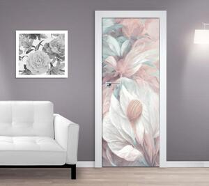 Samolepící fototapeta na dveře 95x210cm - Pastelová ilustrace květů, 106
