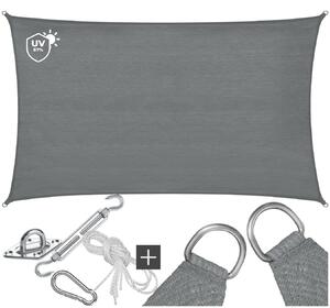 Tectake Stínící plachta Sunny, odolný HDPE materiál s UV ochranou - 4 x 6 m, šedá