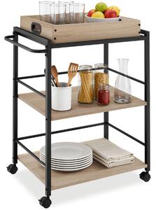 Tectake Servírovací vozík Worcester 65x41,5x87cm - Industrial světlé dřevo, dub Sonoma