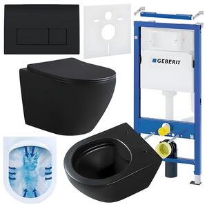 BPS-koupelny Podomítkový modul Geberit DuoFix s WC mísou MU-MTB-RIM-03 + ovládací tlačítko Delta 50 černá lesk