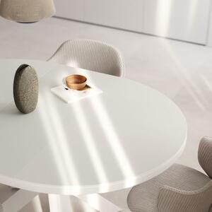 Bílý skleněný rozkládací jídelní stůl Kave Home Vashti 120 - 160 cm