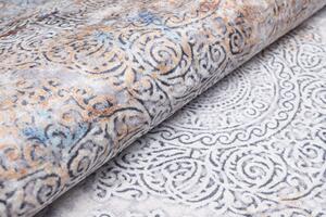 Makro Abra Kusový koberec pratelný VICTORIA 9737 Moderní klasický pogumovaný krémový šedý Rozměr: 140x200 cm