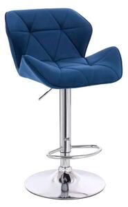 LuxuryForm DESIGN Barová židle MILANO VELUR na stříbrném talíři - modrá